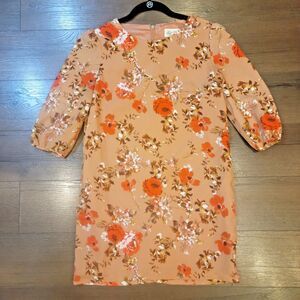 Forever 21 Mini Shift Dress Small Brown Orange Floral Vintage Look Forest Fairy